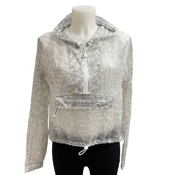 GOOD AMERICAN
Icy Leopard Print Lightweight Windbreaker Jacket size 2 medium NWT - Picture 3 of 10